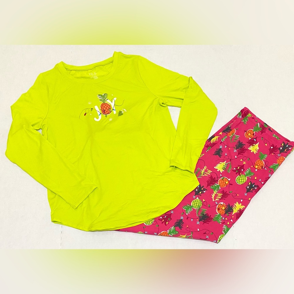HUE Womens M Pink Green Pineapple Pine Joy Jersey Knit Pajama Set Loungwear - Picture 16 of 16